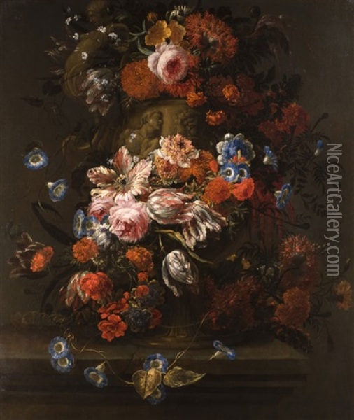 Blumenstrauss In Vase Oil Painting - Jan-Baptiste Bosschaert