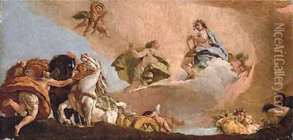 Phaeton asking to drive the chariot of Apollo Oil Painting - Giovanni Battista Tiepolo
