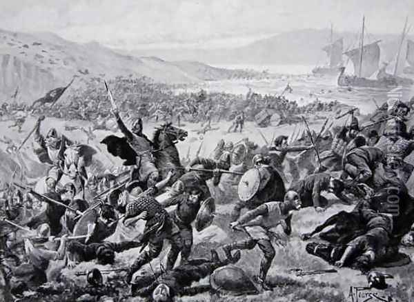 The great battle of Brunanburgh, 937, illustration from the book The History of the Nation Oil Painting - Alfred Pearse