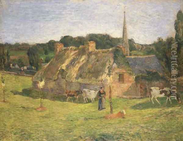Le Champ Lollichon et l'eglise de Pont-Aven Oil Painting - Paul Gauguin