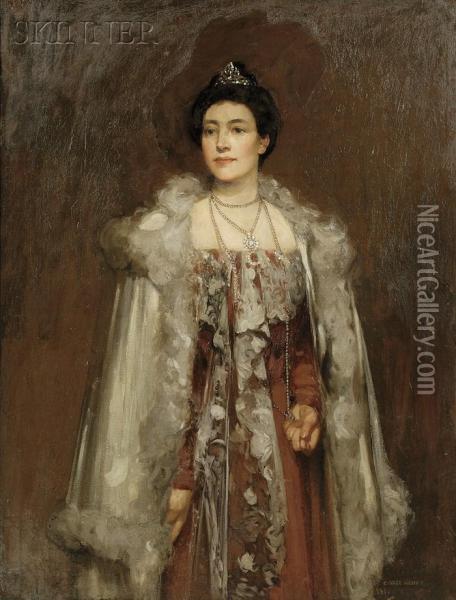 Portrait Of An Elegant Woman Oil Painting - George Henry