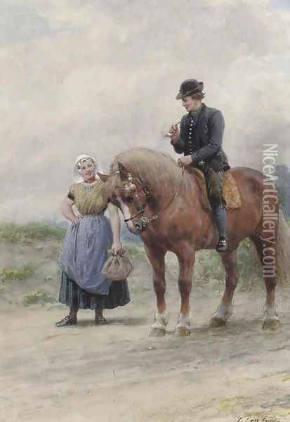 A delightful encounter Oil Painting - Otto Eerelman
