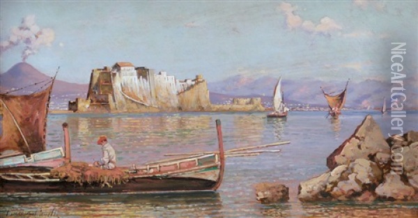 Marina A Napoli Oil Painting - Giuseppe Carelli