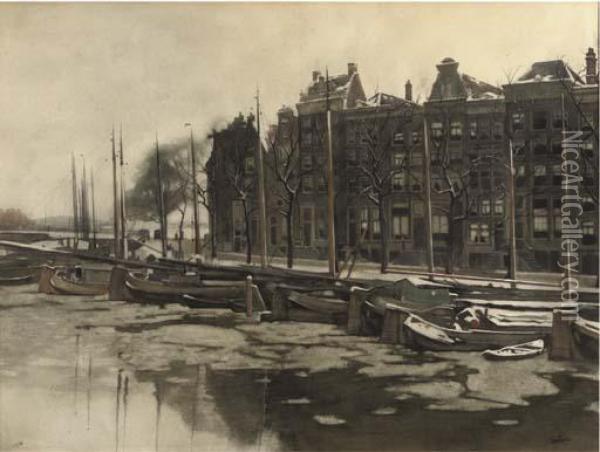 A View Of The Binnenkant, Amsterdam Oil Painting - Willem Witsen