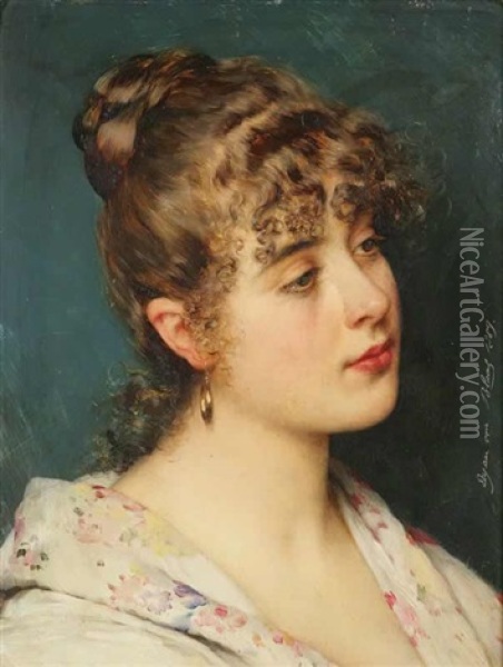A Portrait Of A Young Lady Oil Painting - Eugen von Blaas