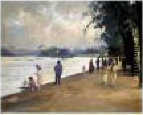 The Serpentine, Hyde Park Oil Painting - Jacques-Emile Blanche