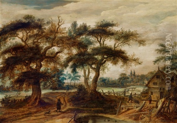 Wooded Landscape With A Cottage Oil Painting - Mattheus Molanus