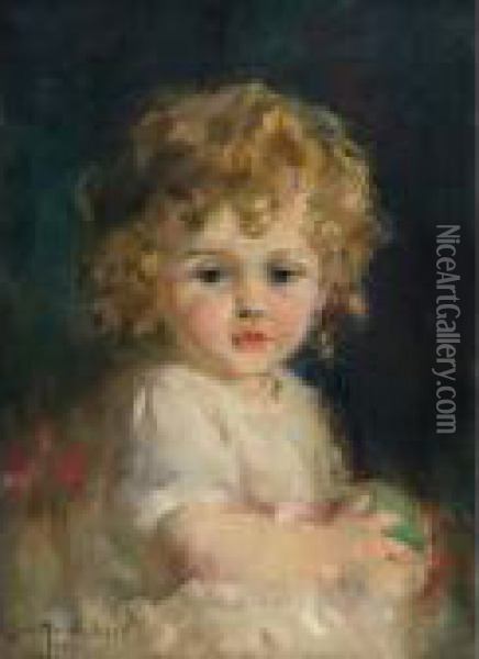 Portrait Of Alan Wood At Foxbar (at 2 Years Old) Oil Painting - Laura Adeline Muntz-Lyall