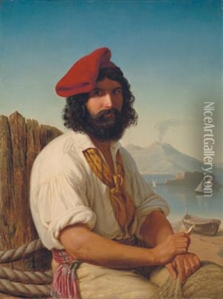 Neapolitansk Fisker Oil Painting - Adolph Tidemand