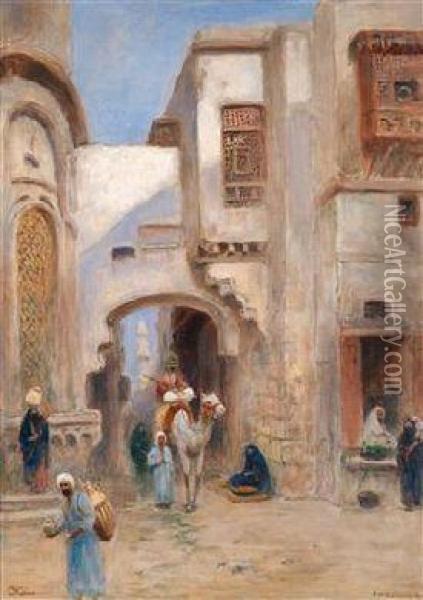 Strasenszene In Kairo Oil Painting - Frans Wilhelm Odelmark