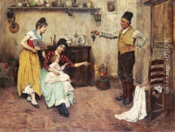 Tre Generationer Oil Painting - Cesare Vianello