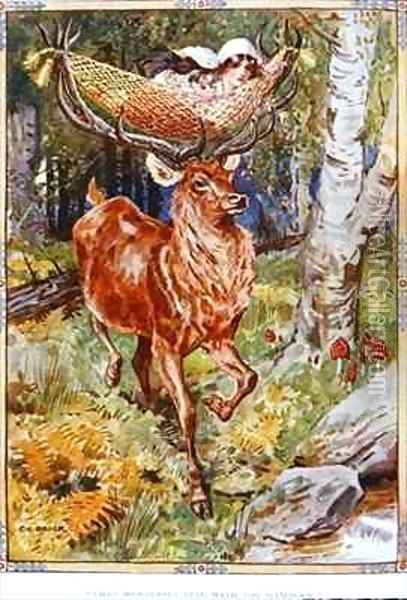 The Stag with the Silken Hammock Oil Painting - Charles Edmund Brock