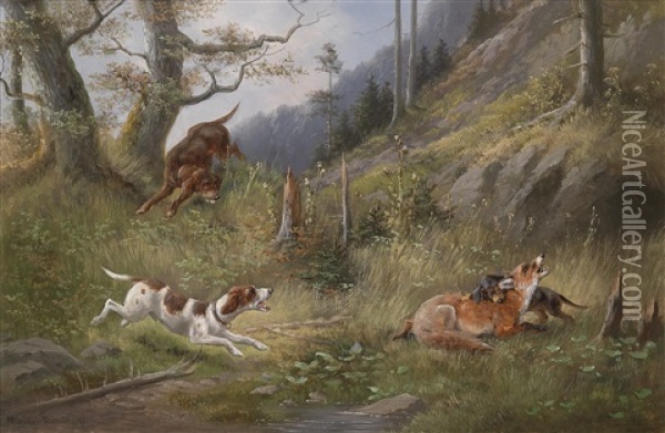 Erfolgreiche Fuchsjagd Oil Painting - Moritz Mueller the Elder