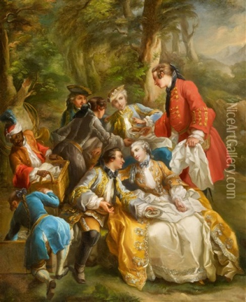 The Hunters' Rest Oil Painting - Charles Amedee Philippe van Loo