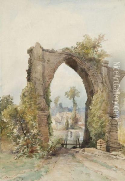 Arche Gothique Dans Un Paysage Oil Painting - Armand Th. Cassagne