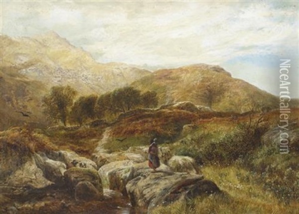 Views Of Glengarriff, 1861 (a Pair) Oil Painting - George Shalders