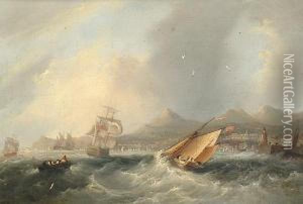 Towards Shore; Battling The High Seas Oil Painting - Philip Dawe