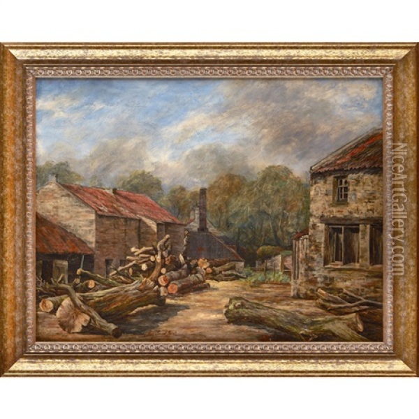 The Timber Merchant's Yard Oil Painting - James Faed the Younger