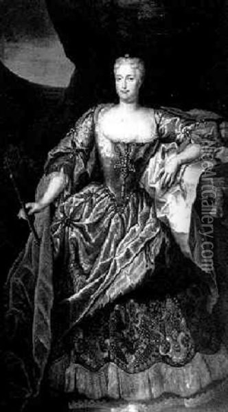 Portrait Of Maria Theresa Oil Painting - Martin (Martinus I) Mytens