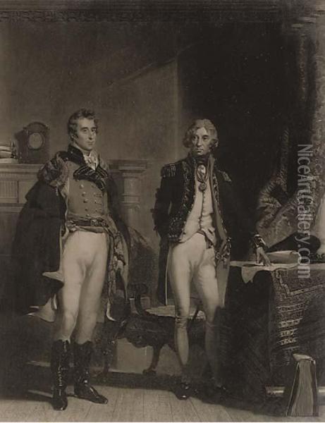 The Army And Navy, Wellington And Nelson Oil Painting - John Prescott Knight