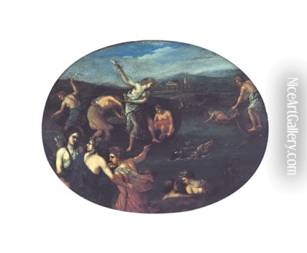 Caccia Al Cervo Oil Painting - Francesco Albani