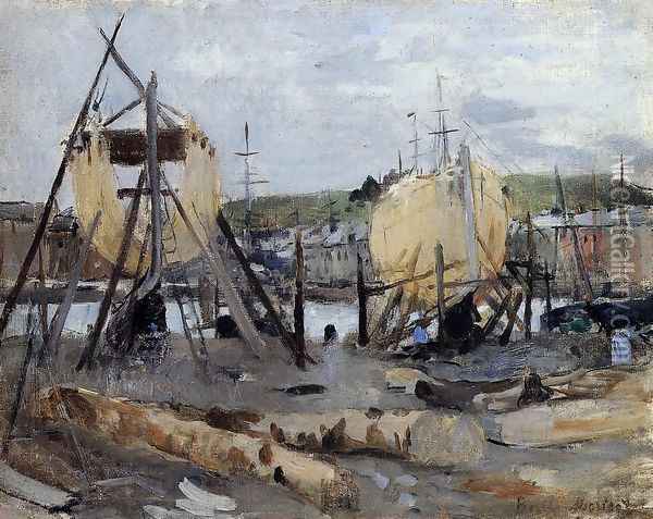 Boats Under Construction Oil Painting - Berthe Morisot
