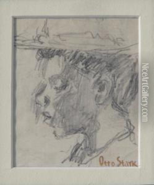 Portrait Of Young Farmer Estate Stamp Signed Developed By A Collector Oil Painting - Otto Stark