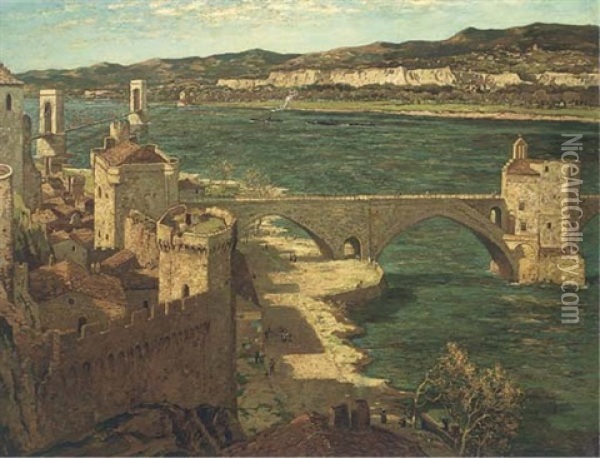 Saint Benezet Bridge, Pont D'avignon Oil Painting - George Graham