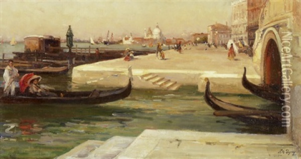 Sommerliche Gondelfahrt In Venedig Oil Painting - Paul Michel Dupuy