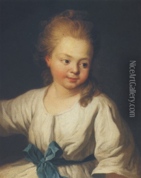 Portrait Of A Young Girl In White Oil Painting - Jean-Baptiste Leprince