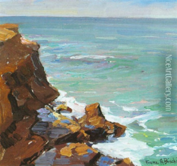Rocky Coast Oil Painting - Franz Arthur Bischoff