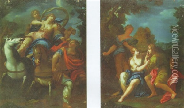 Venus And Adonis Oil Painting - Marc Antonio Franceschini
