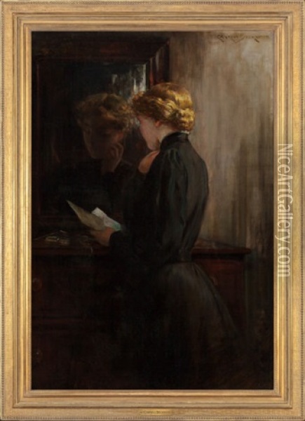 Grandmother's Love Letters, Circa 1895 Oil Painting - James Carroll Beckwith