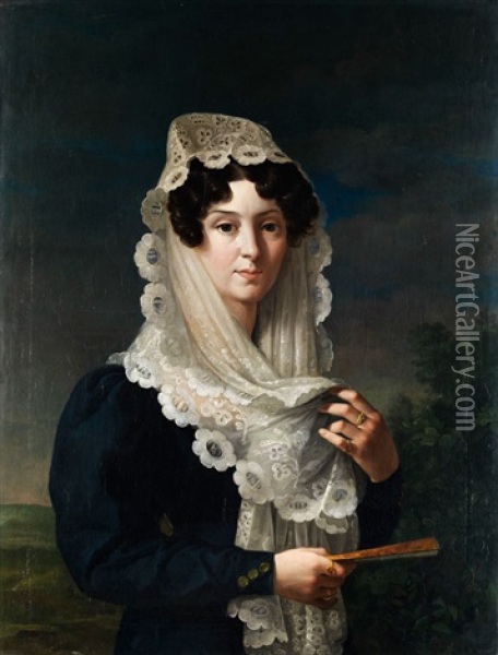 Dona Gertrudis De Compte Y De Bruga, Witwe Des Sarda Molins Oil Painting - Vicente Lopez y Portana