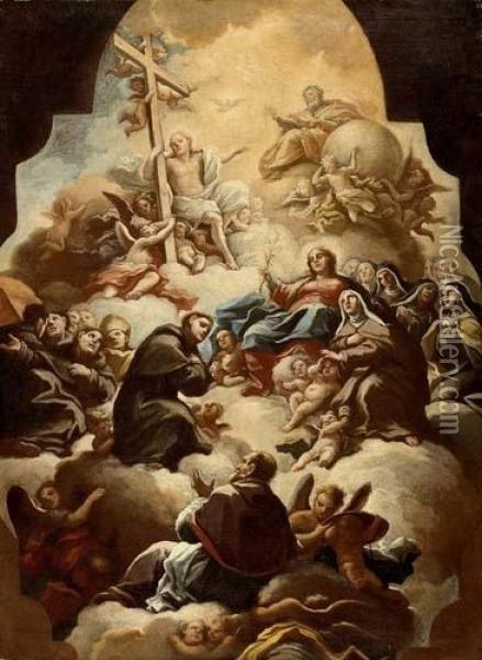 San Francesco In Gloria Con Trinit Oil Painting - Alessio D'Elia
