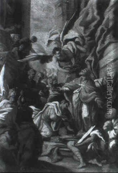 Un Ange Annonce Son Martyre A Un Eveque Oil Painting - Carlo Innocenzo Carlone