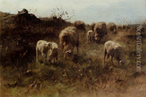 A Flock Of Lamb Oil Painting - Francois Pieter ter Meulen