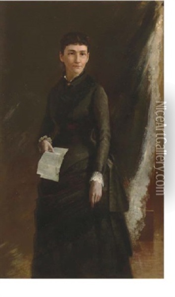 Portrait Of A Lady Holding A Letter Oil Painting - Susan Hannah MacDowell Eakins
