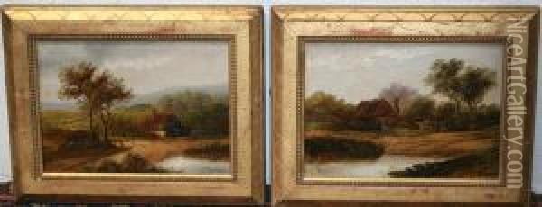 River Views With Cottage Oil Painting - Charles I Morris
