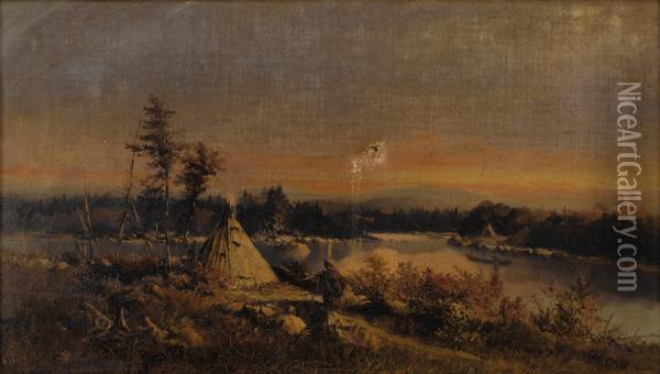 Indian Encampment Oil Painting - Forshaw Day