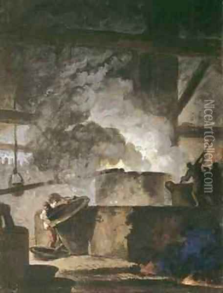 The Saltpetre Works Oil Painting - Louis-Jacques Durameau