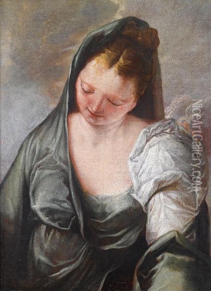 A Draped Female Figure Oil Painting - Francesco Fontebasso