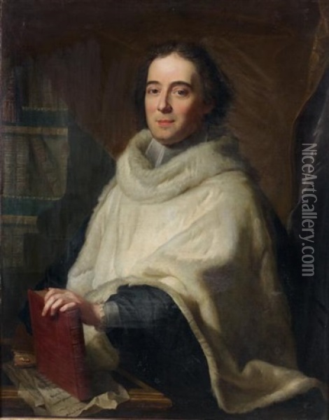 Portrait D'un Intellectuel, A Rapprocher Du Cardinal Fleury Oil Painting - Hyacinthe Rigaud