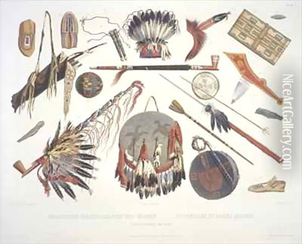 Indian utensils and arms 3 Oil Painting - Karl Bodmer