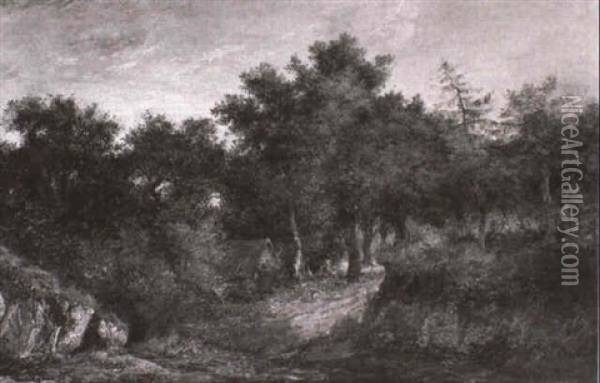 Wooded Landscape With A Cottage Oil Painting - Patrick Nasmyth