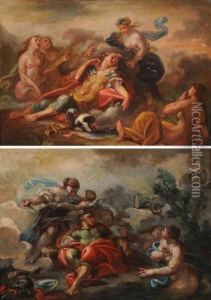 Marte E Venere Oil Painting - Giovanni Antonio Pellegrini