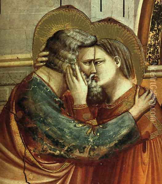 No. 6 Scenes from the Life of Joachim- 6. Meeting at the Golden Gate (detail 2) 1304 Oil Painting - Giotto Di Bondone