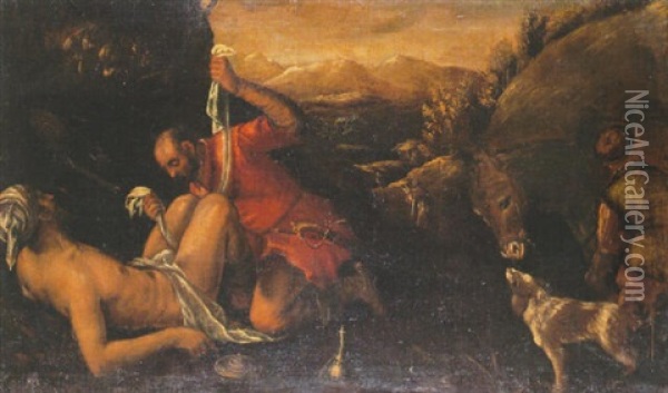 The Good Samaritan Oil Painting - Leandro da Ponte Bassano
