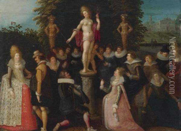 Homage To Venus Oil Painting - Louis de Caullery