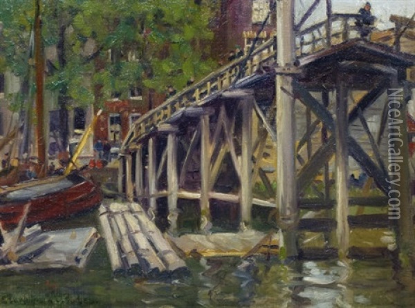 Dutch Quayside Oil Painting - Stanhope Forbes